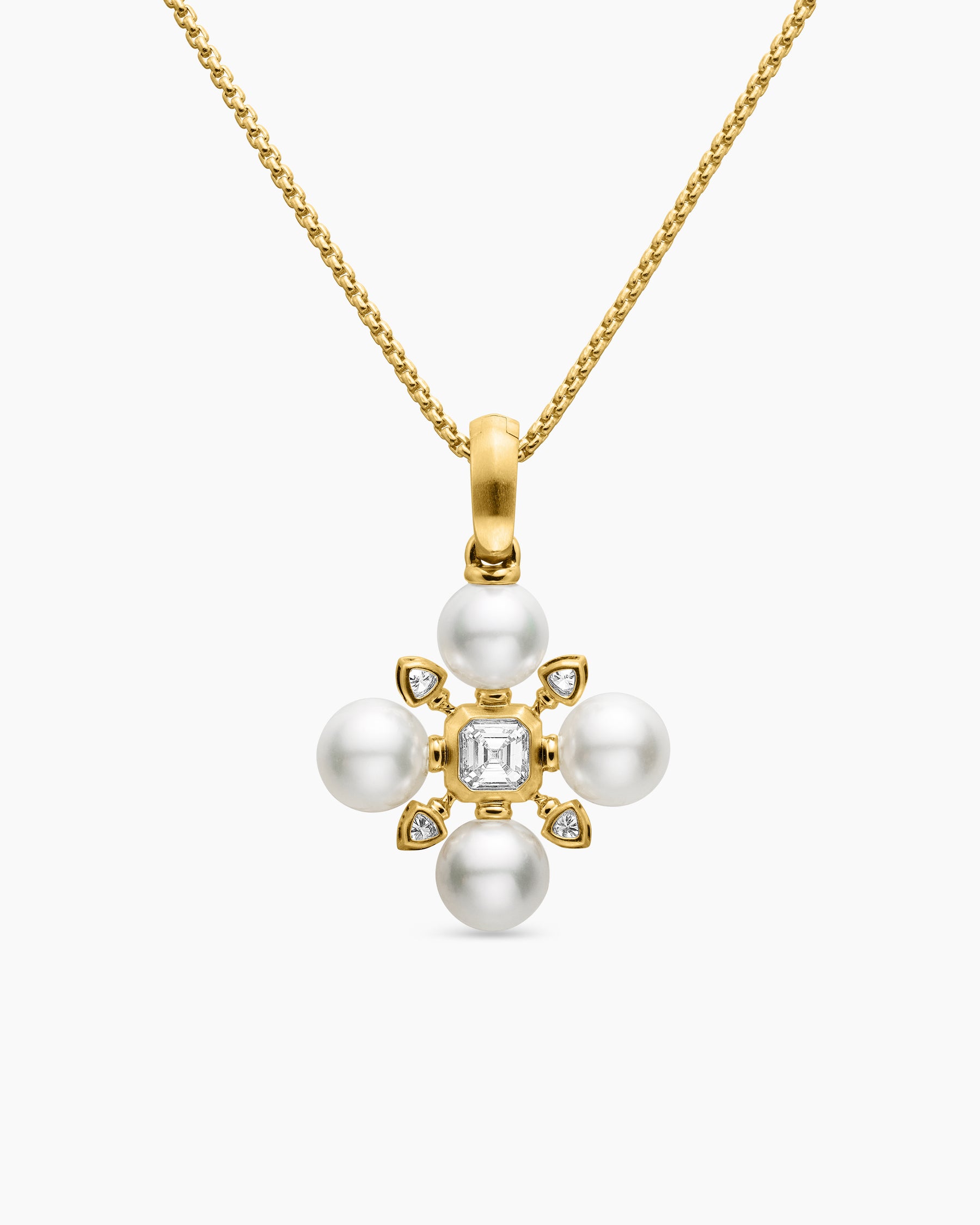 14k Gold Pearl with Diamond Ribbon Necklace –