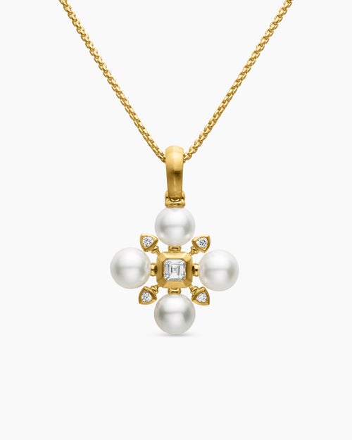 Womens Renaissance® Pearl Necklace in 18K Yellow Gold with Pearls and Diamonds, 20mm