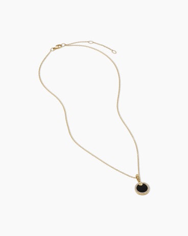 Petite DY Elements® Pendant Necklace in 18K Yellow Gold with Black Onyx and Diamonds, 17.8mm