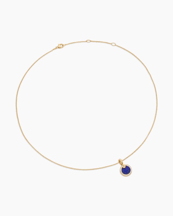 Petite DY Elements® Pendant Necklace in 18K Yellow Gold with Lapis and Diamonds, 17.8mm