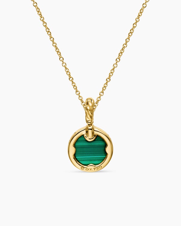 Collier avec pendentif Petite DY Elements® en or jaune 18 carats avec malachite et diamants, 17,8 mm