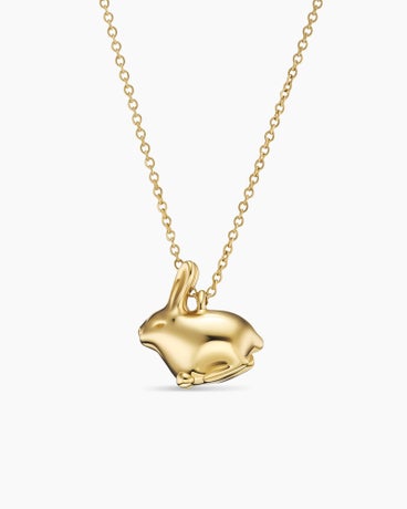 Bunny Charm Necklace in 18K Yellow Gold, 13.3mm