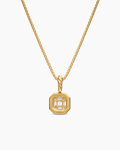 Womens Illusion Set Drop Necklace in 18K Yellow Gold with Diamond, 7.7mm