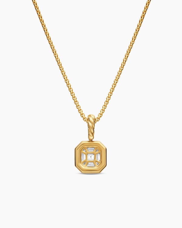 Illusion Set Drop Necklace in 18K Yellow Gold with Diamond, 7.7mm