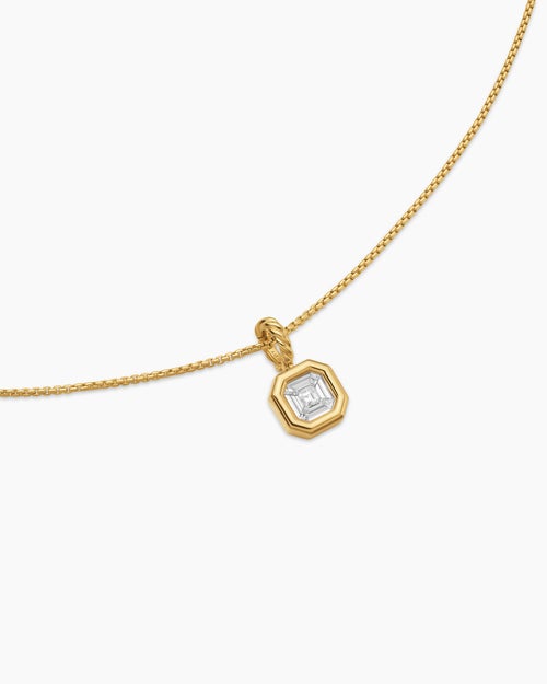 Womens Illusion Set Drop Necklace in 18K Yellow Gold with Diamond, 7.7mm