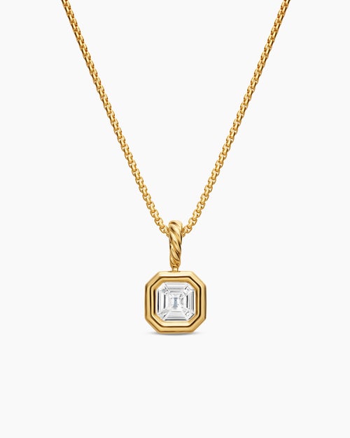 Womens Illusion Set Drop Necklace in 18K Yellow Gold with Diamond, 7.7mm