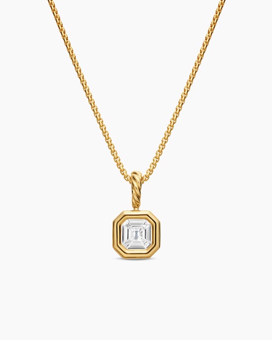 Illusion Set Drop Necklace in 18K Yellow Gold with Diamond, 7.7mm