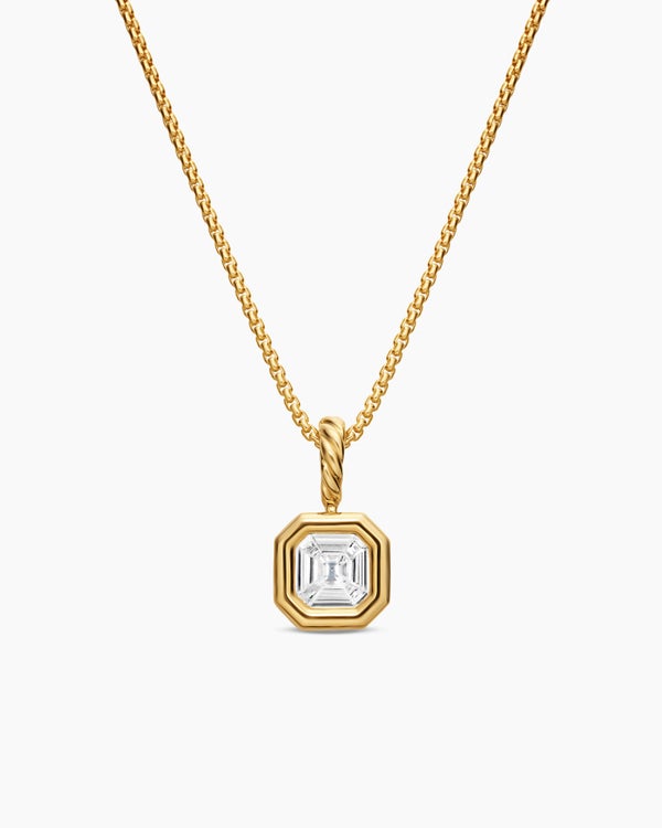 Illusion Set Drop Necklace in 18K Yellow Gold with Diamond, 7.7mm