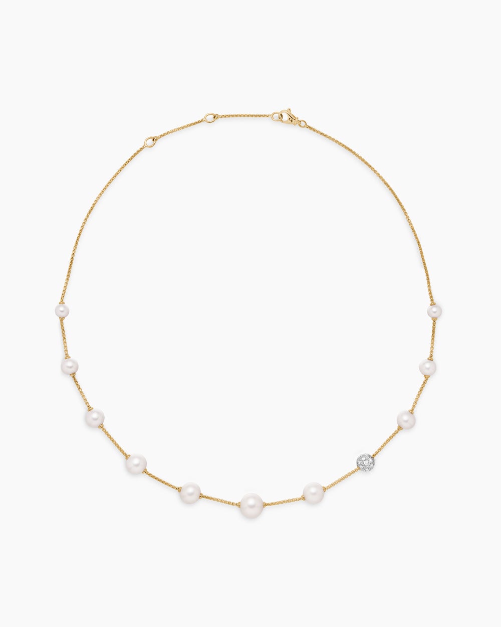 Collier à motif intercalé à perle et pavé en or jaune 18 carats avec perles et diamants femmes