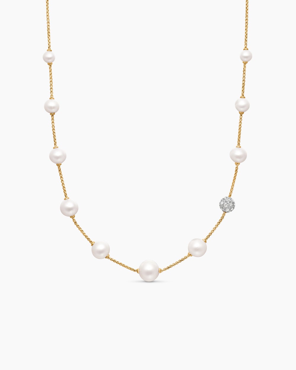 Collier à motif intercalé à perle et pavé en or jaune 18 carats avec perles et diamants femmes