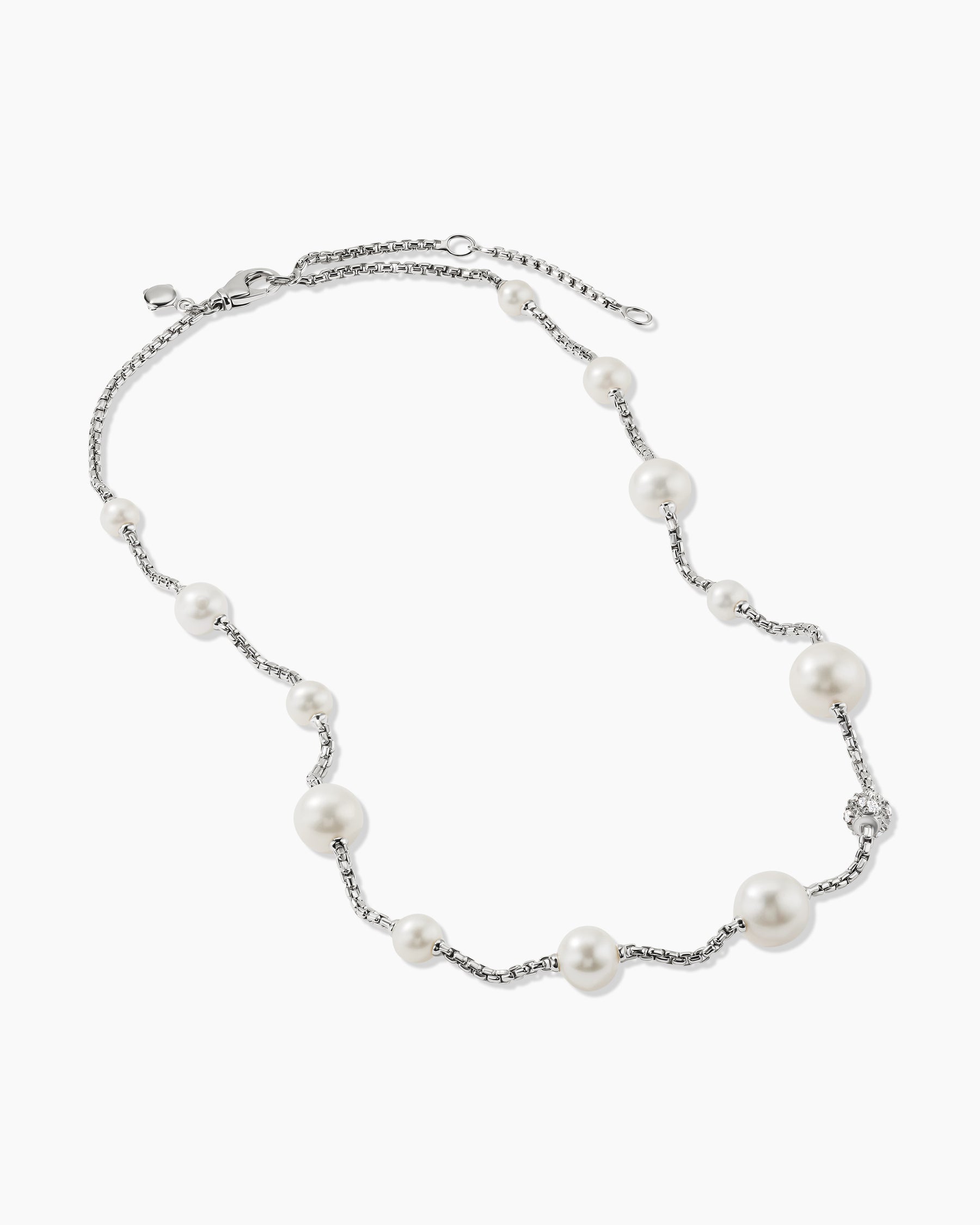 Twin Necklace with Freshwater Pearls on Nylon String and Sterling Silv –  Lireille