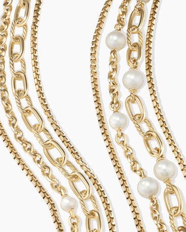 DY Madison® Pearl Multi Row Chain Necklace in 18K Yellow Gold with Pearls
