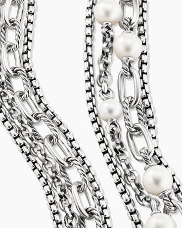 DY Madison® Pearl Multi Row Chain Necklace in Sterling Silver with Pearls