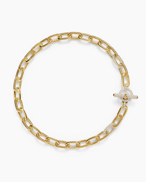 DY Madison® Toggle Chain Necklace in 18K Yellow Gold with Diamond Links, 11mm