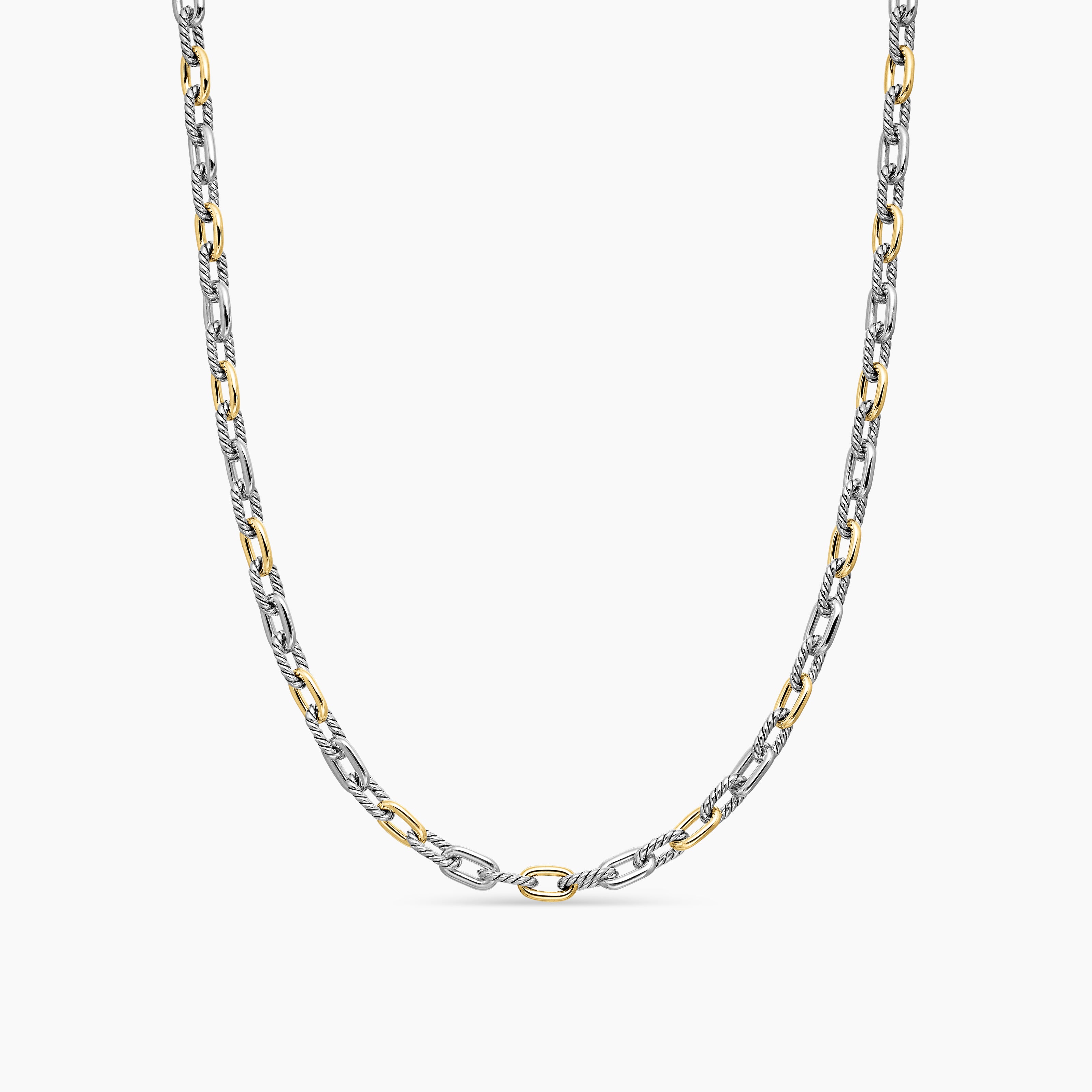 Womens DY Madison Chain Necklace in Sterling Silver with 18K Yellow Gold, 5.5mm