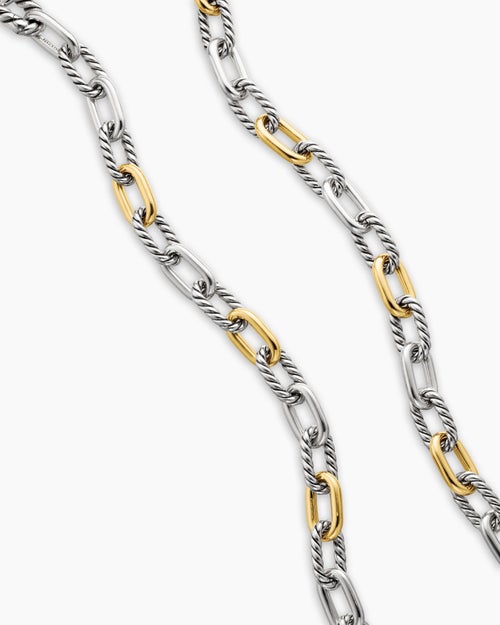 Womens DY Madison Chain Necklace in Sterling Silver with 18K Yellow Gold, 8.5mm