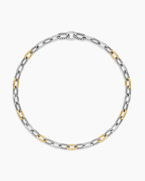 Womens DY Madison Chain Necklace in Sterling Silver with 18K Yellow Gold, 8.5mm