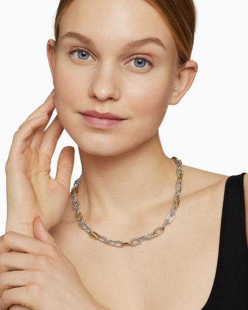 Womens DY Madison® Chain Necklace in Sterling Silver with 18K Yellow Gold, 8.5mm