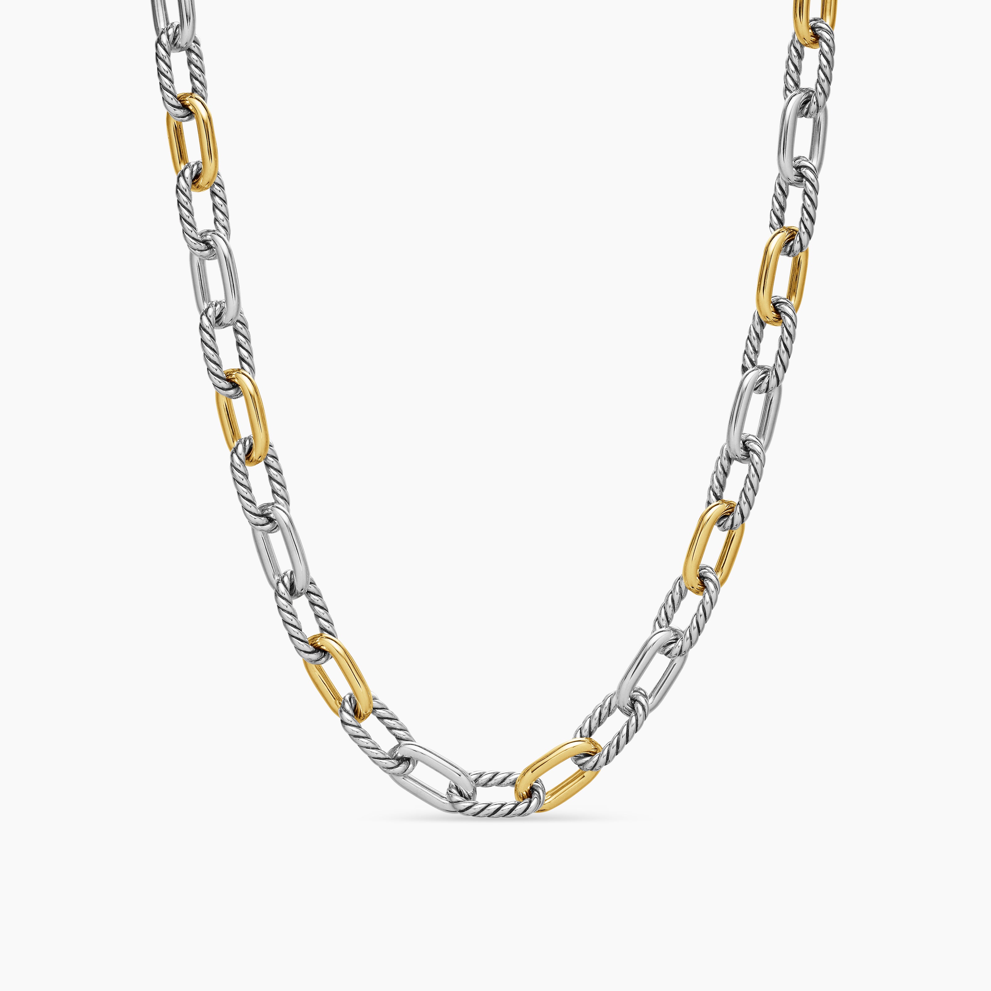 Womens DY Madison&reg; Chain Necklace in Sterling Silver with 18K Yellow Gold, 8.5mm