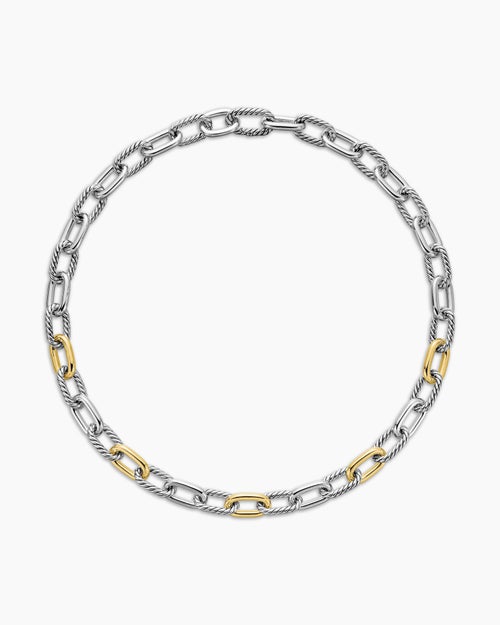 Womens DY Madison Chain Necklace in Sterling Silver with 18K Yellow Gold, 11mm