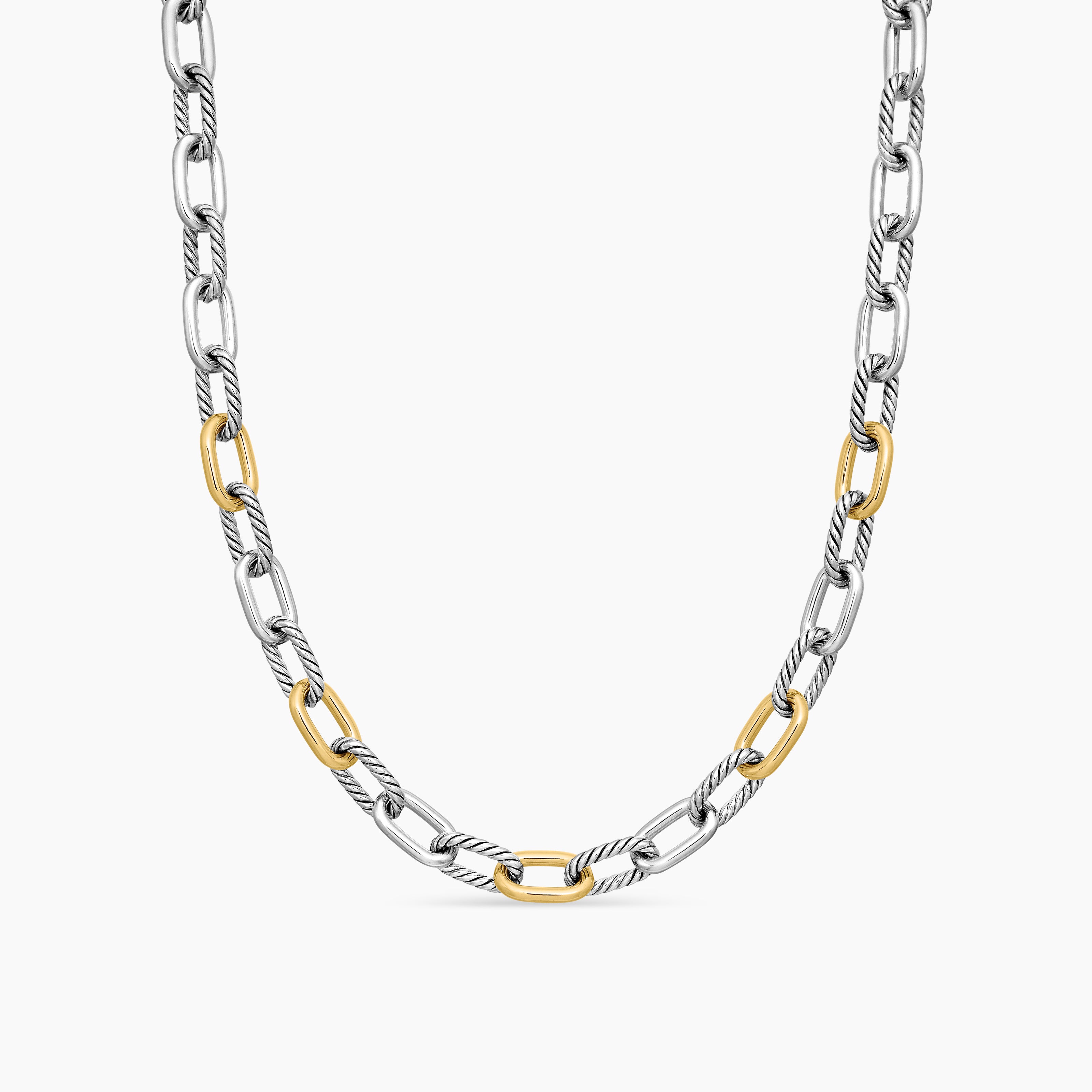 Womens DY Madison&reg; Chain Necklace in Sterling Silver with 18K Yellow Gold, 11mm