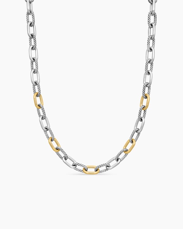 Collier chaîne DY Madison en argent sterling avec or jaune 18 carats, 11 mm
