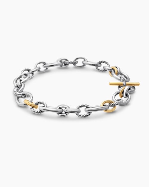 Womens DY Mercer Chain Necklace in Sterling Silver with 18K Yellow Gold and Diamonds, 20mm