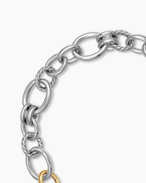Womens DY Mercer Chain Necklace in Sterling Silver with 18K Yellow Gold and Diamonds, 20mm