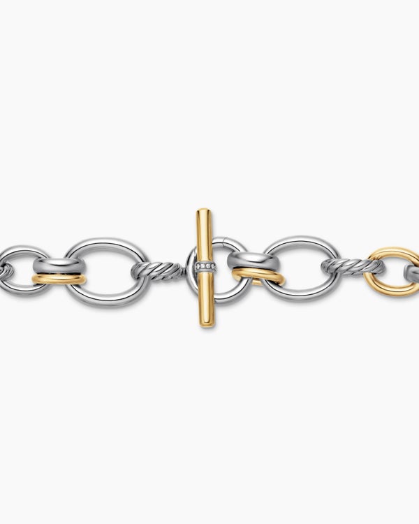 Collier chaîne DY Mercer en argent sterling avec or jaune 18 carats et diamants, 20 mm