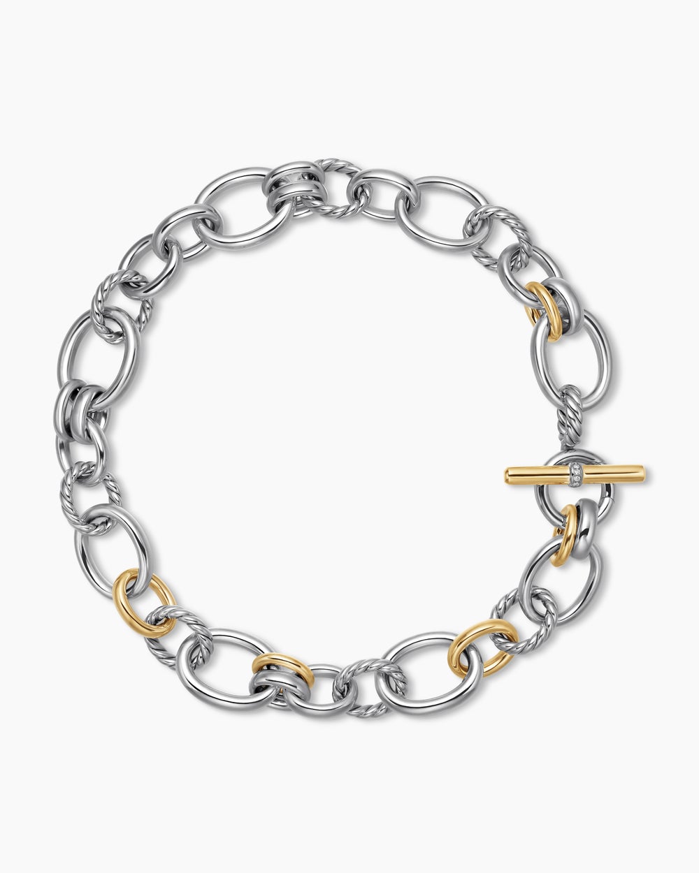 Womens DY Mercer Chain Necklace in Sterling Silver with 18K Yellow Gold and Diamonds, 20mm