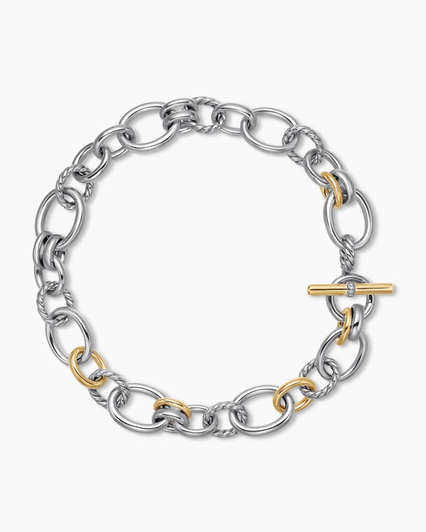 Collier chaîne DY Mercer en argent sterling avec or jaune 18 carats et diamants, 20 mm