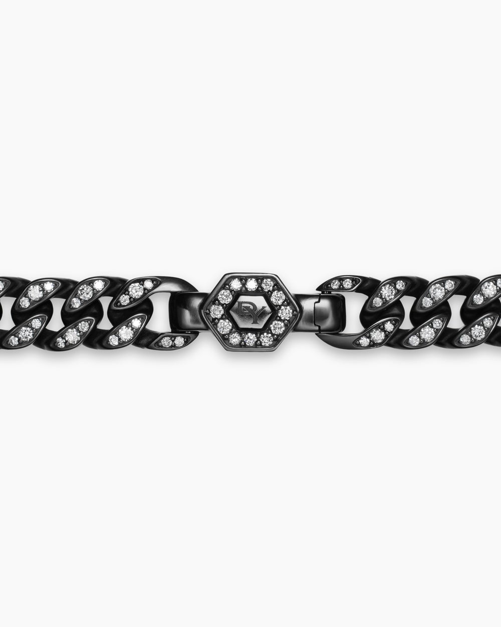 Womens Curb Chain Necklace in Black Titanium with Diamonds, 7mm