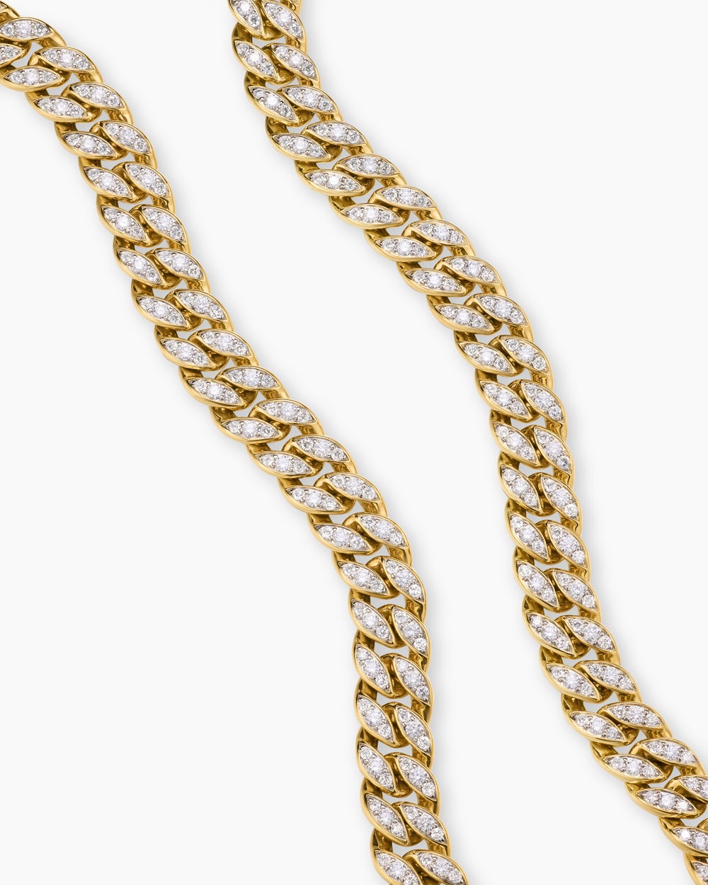Womens Curb Chain Necklace in 18K Yellow Gold with Diamonds, 11.5mm
