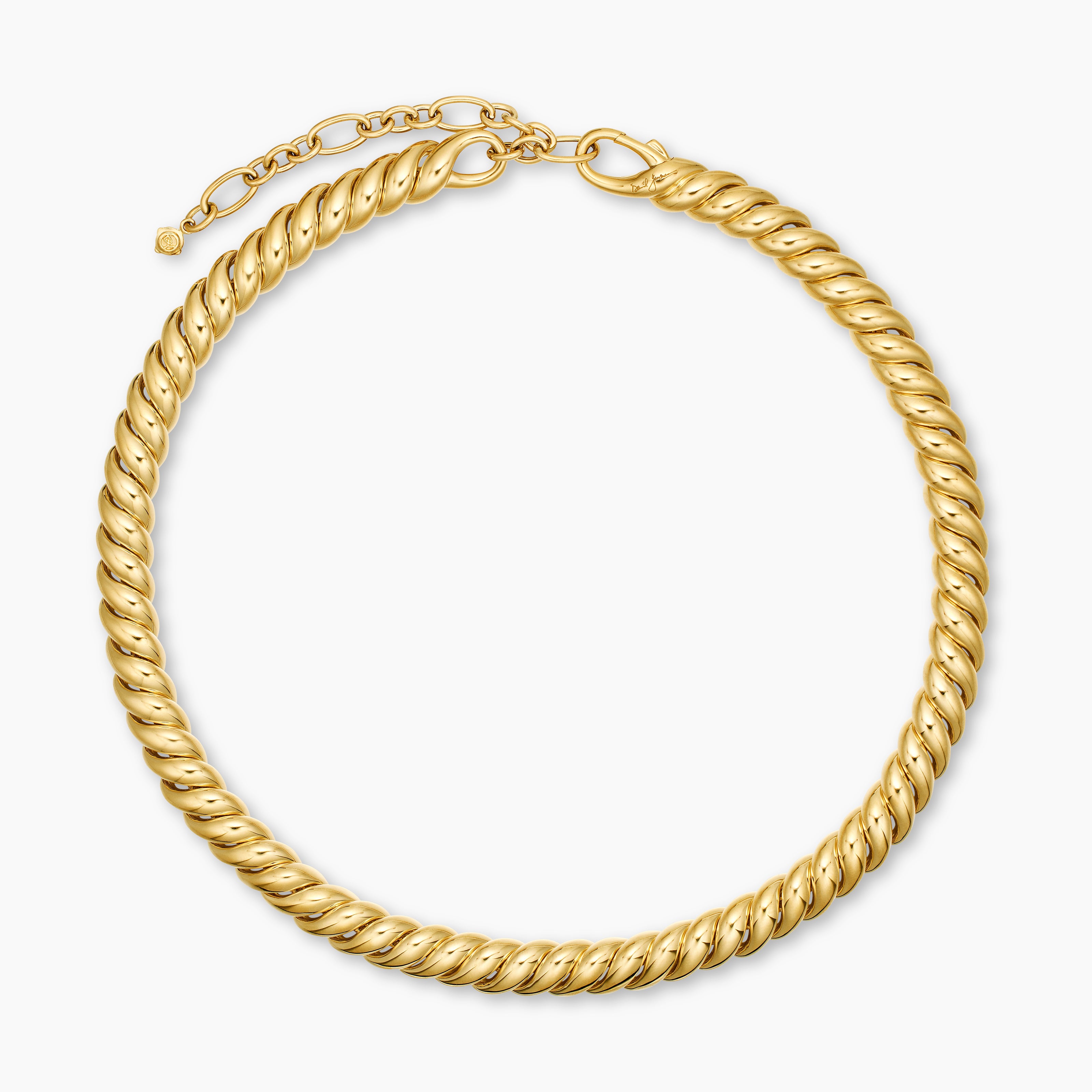 Womens Sculpted Cable Necklace in 18K Yellow Gold, 8.5mm