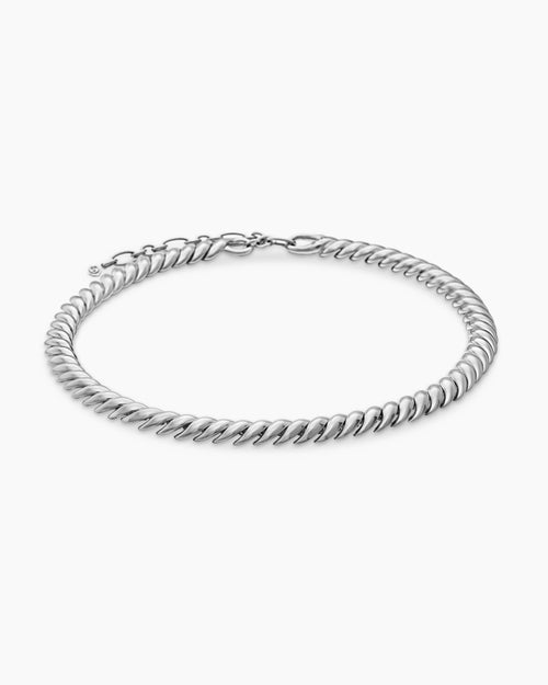 Womens Sculpted Cable Necklace in Sterling Silver, 8.5mm