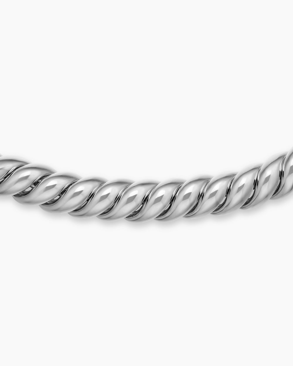 Womens Sculpted Cable Necklace in Sterling Silver, 8.5mm