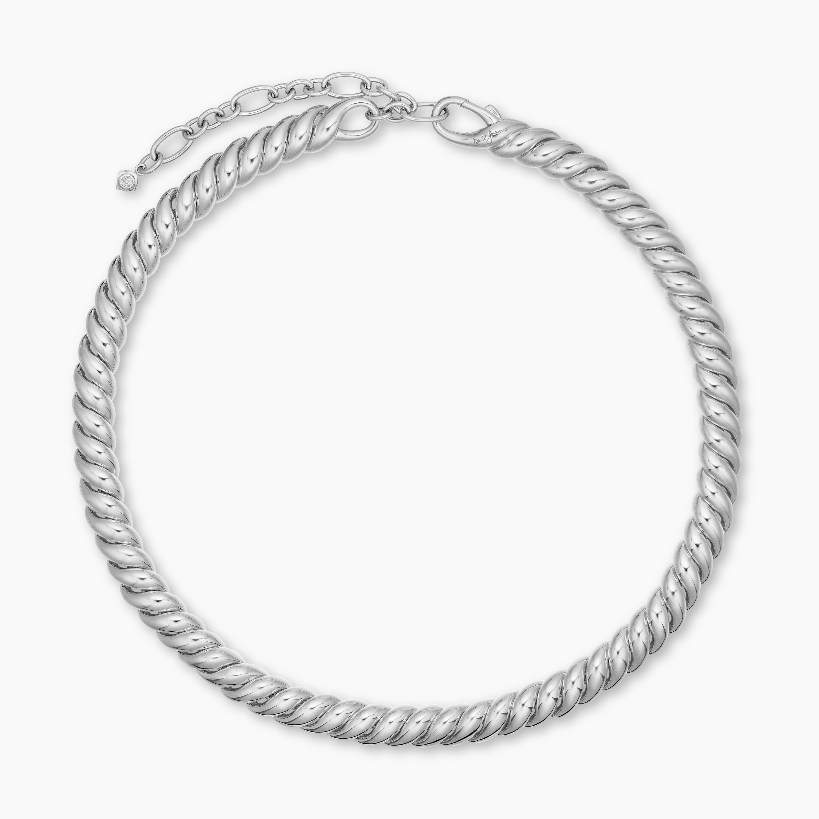Womens Sculpted Cable Necklace in Sterling Silver, 8.5mm