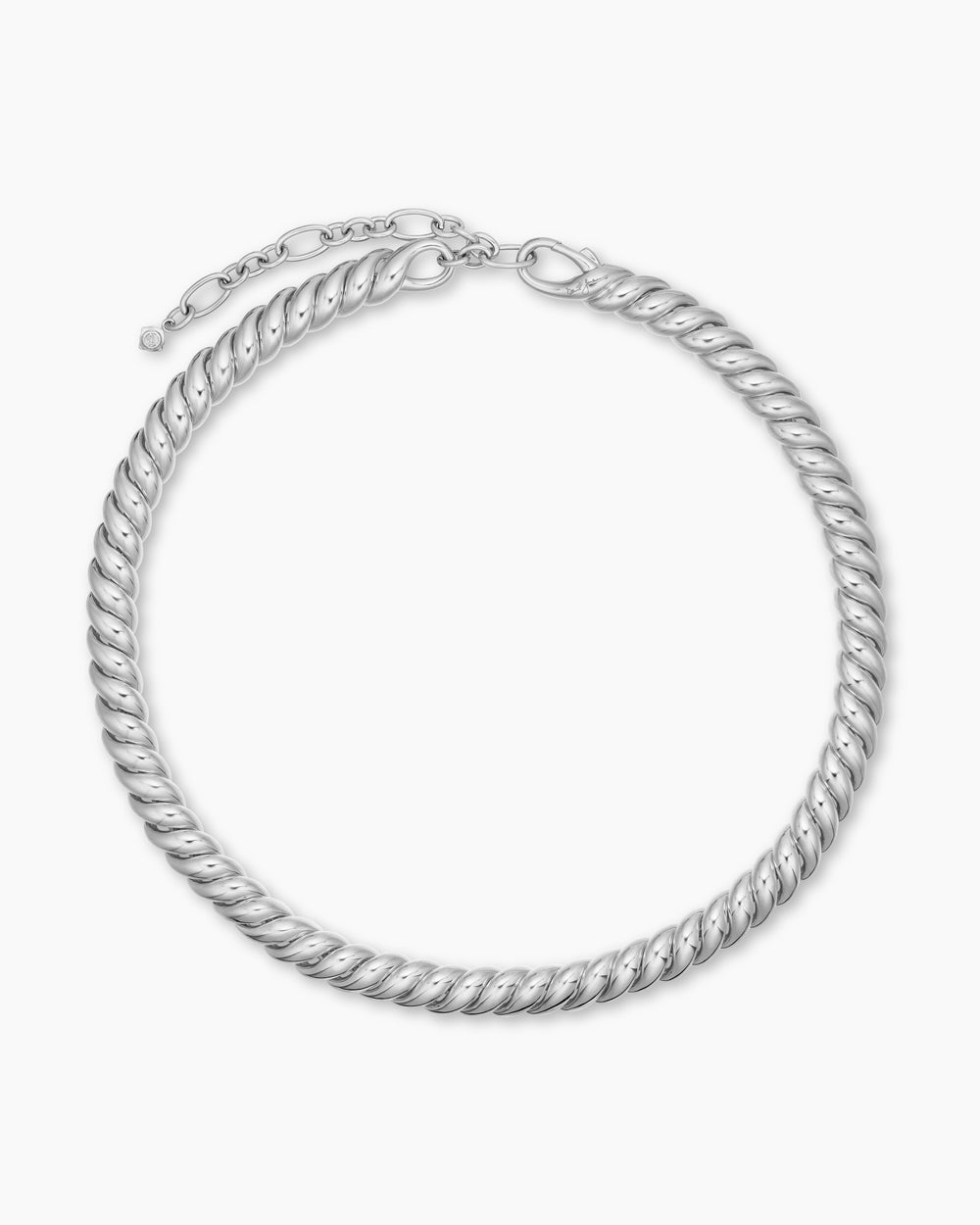 Womens Sculpted Cable Necklace in Sterling Silver, 8.5mm
