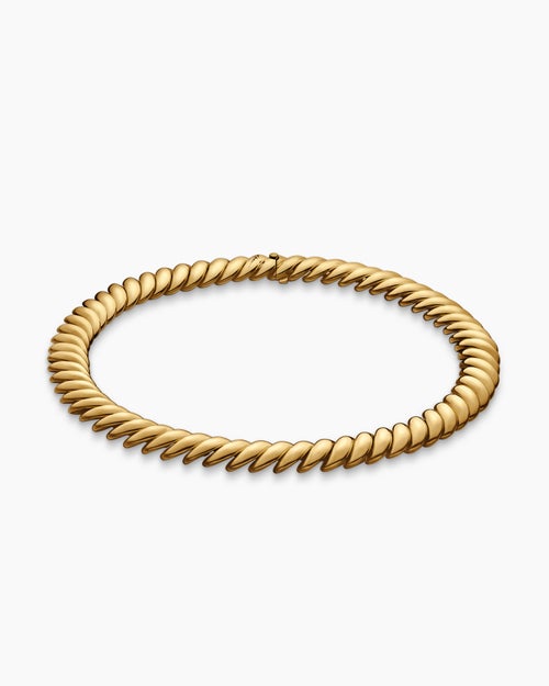 Womens Sculpted Cable Necklace in 18K Yellow Gold, 14mm
