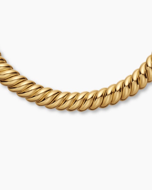 Womens Sculpted Cable Necklace in 18K Yellow Gold, 14mm