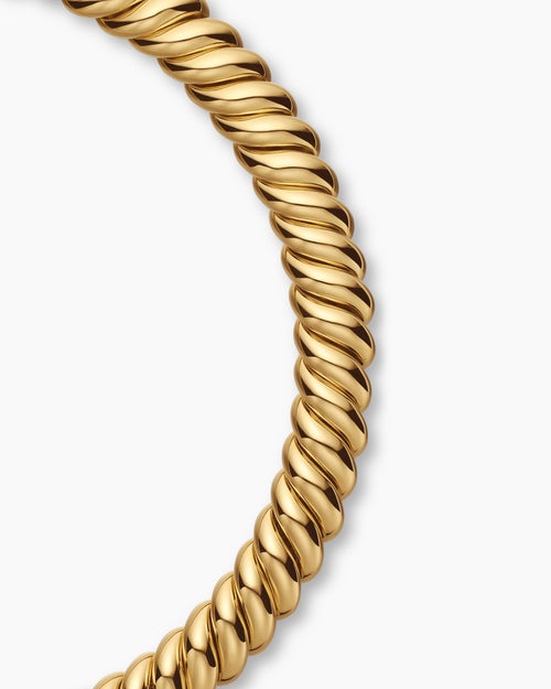 Womens Sculpted Cable Necklace in 18K Yellow Gold, 14mm