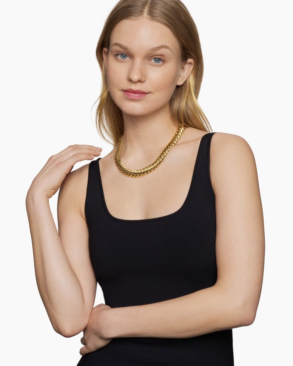 Sculpted Cable Necklace in 18K Yellow Gold, 14mm