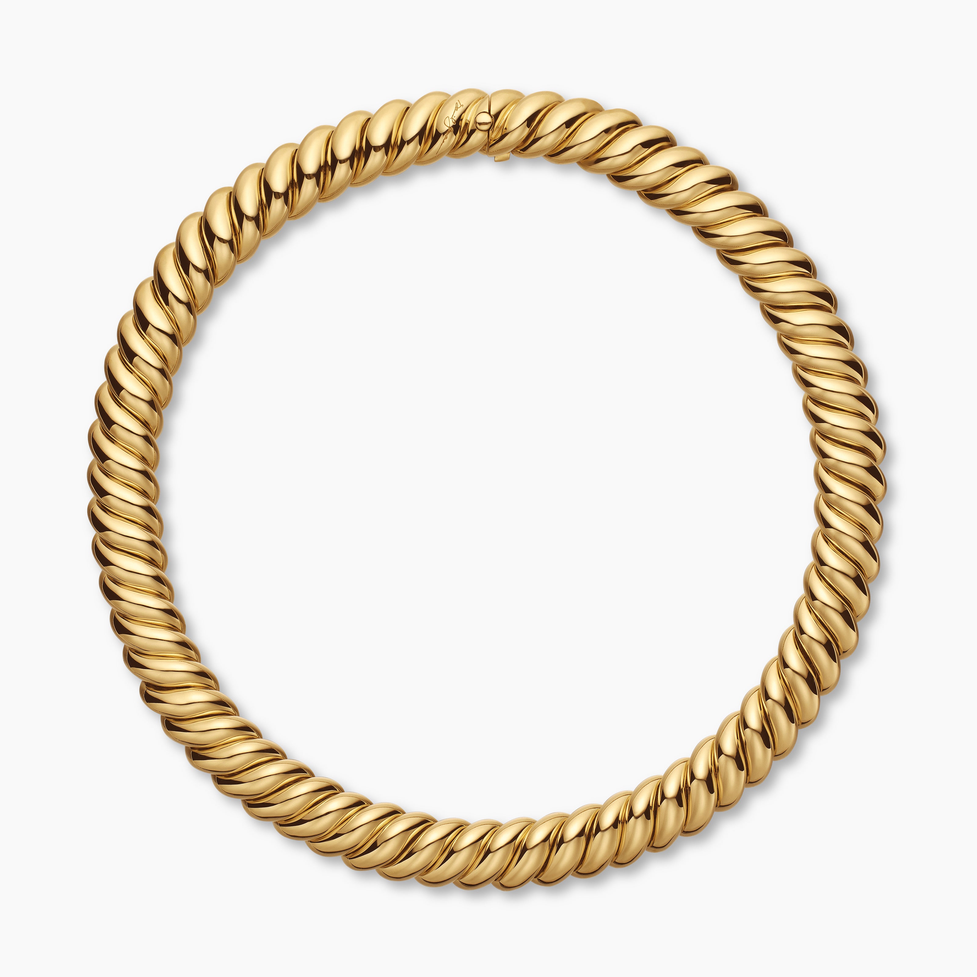Womens Sculpted Cable Necklace in 18K Yellow Gold, 14mm