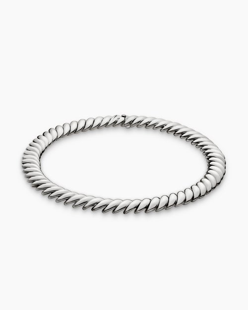 Womens Sculpted Cable Necklace in Sterling Silver, 14mm