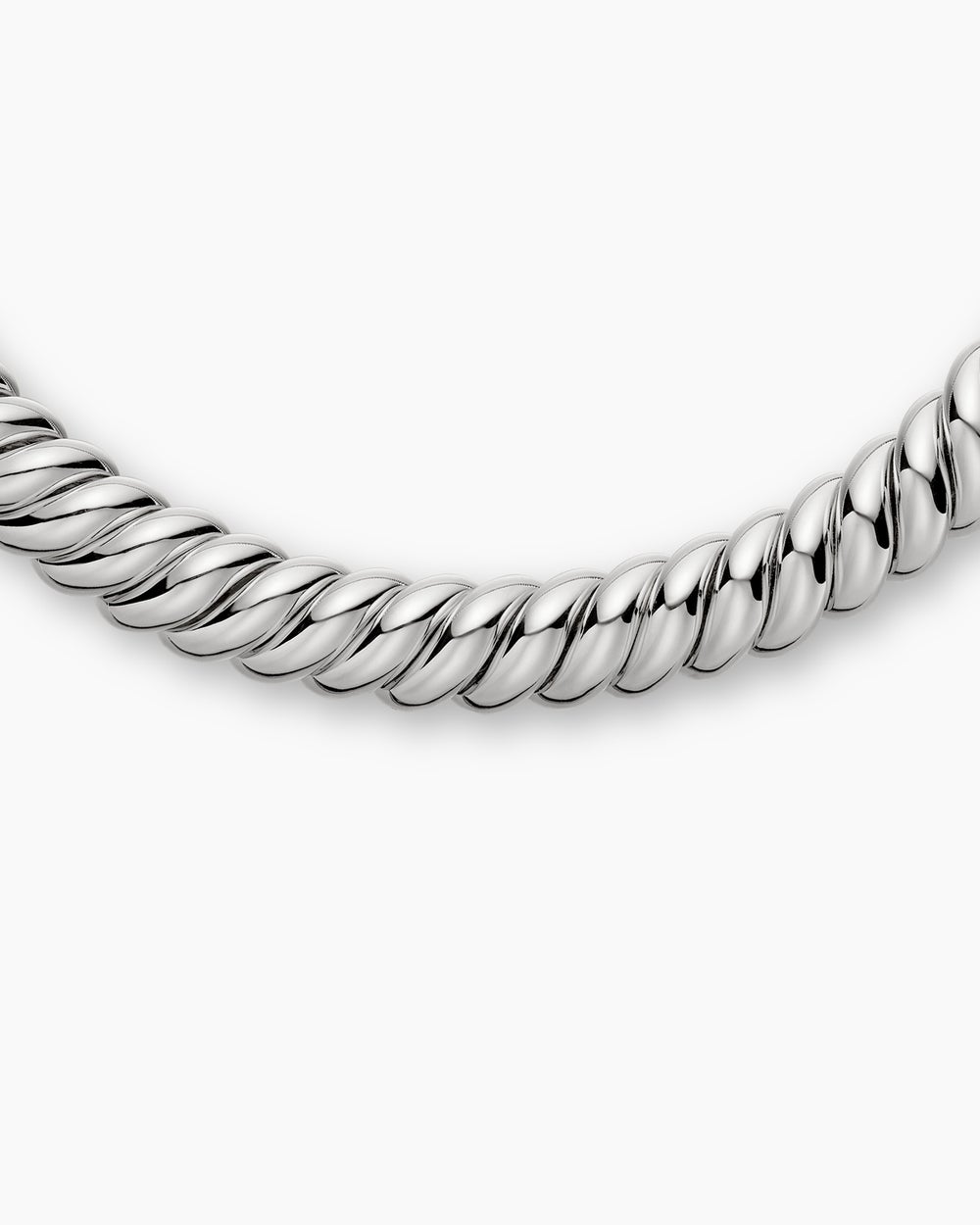 Womens Sculpted Cable Necklace in Sterling Silver, 14mm