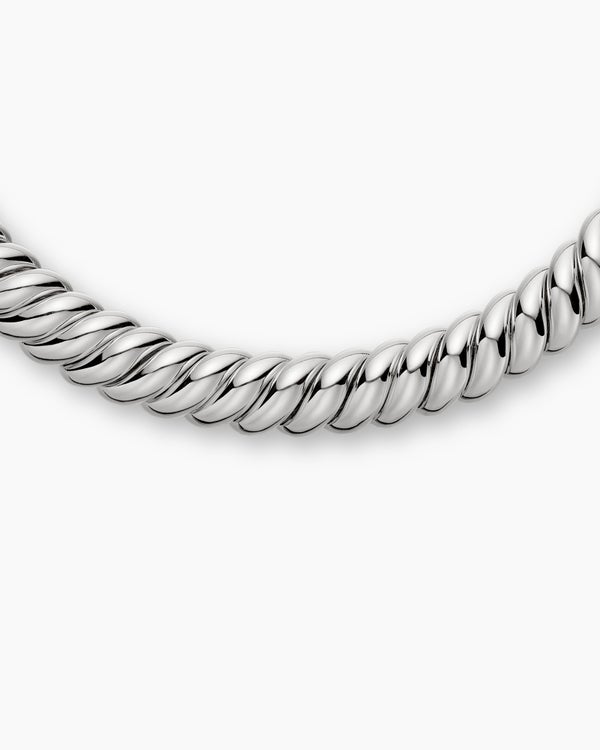 Sculpted Cable Necklace in Sterling Silver, 14mm