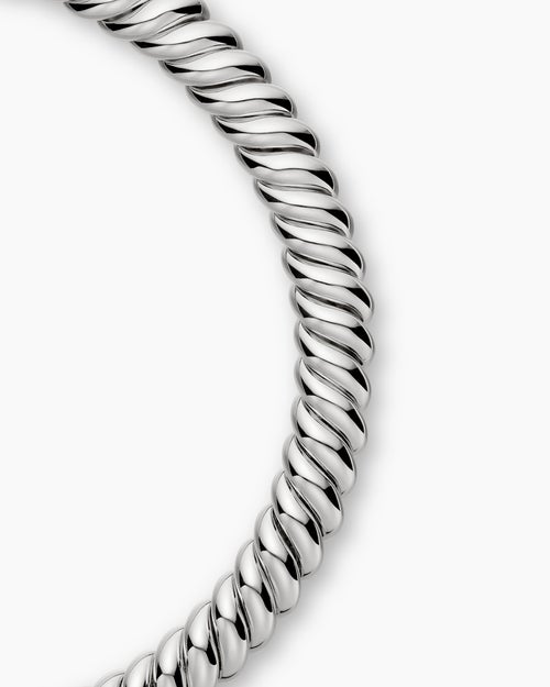 Womens Sculpted Cable Necklace in Sterling Silver, 14mm