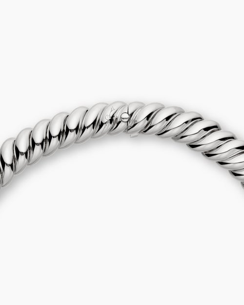 Womens Sculpted Cable Necklace in Sterling Silver, 14mm