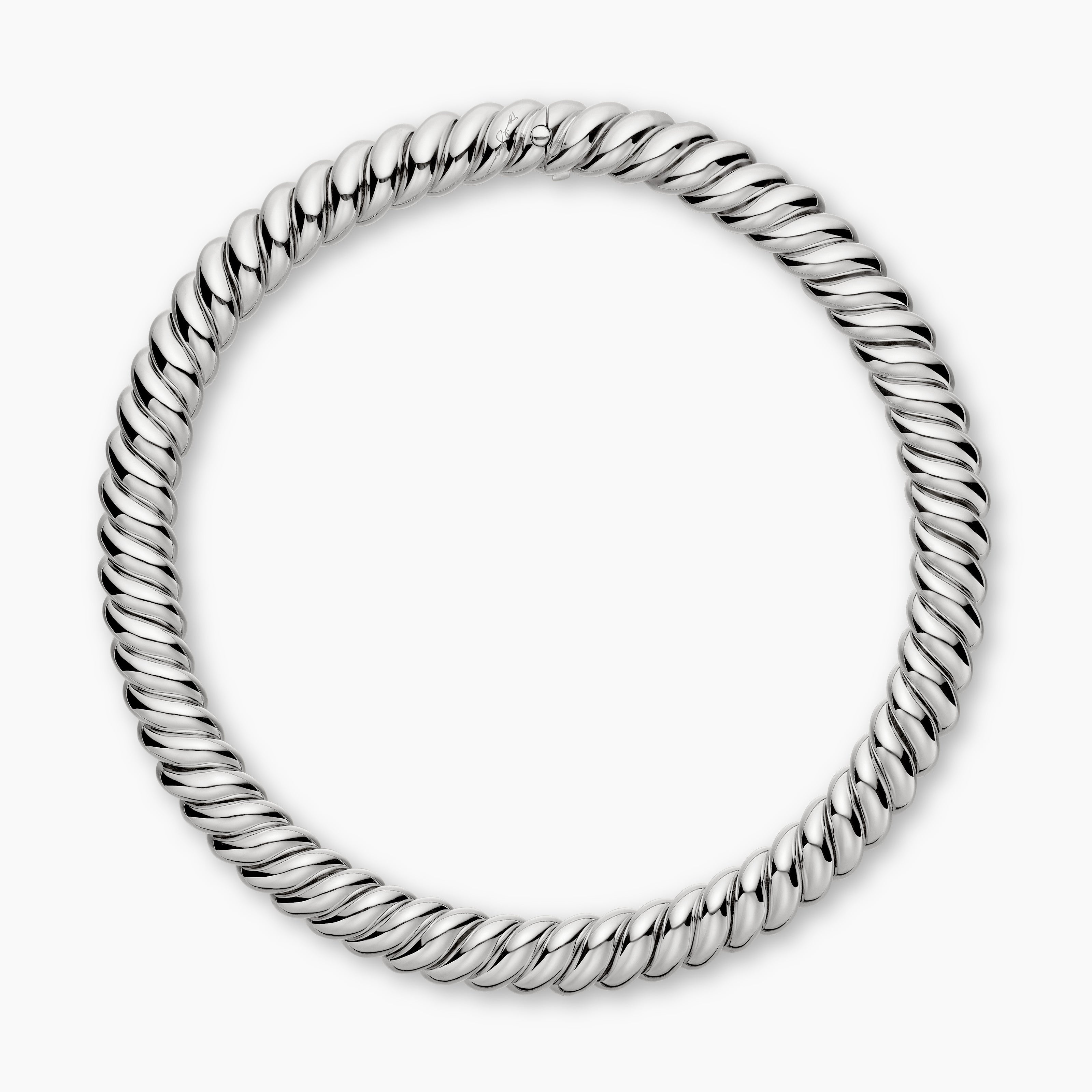 Womens Sculpted Cable Necklace in Sterling Silver, 14mm