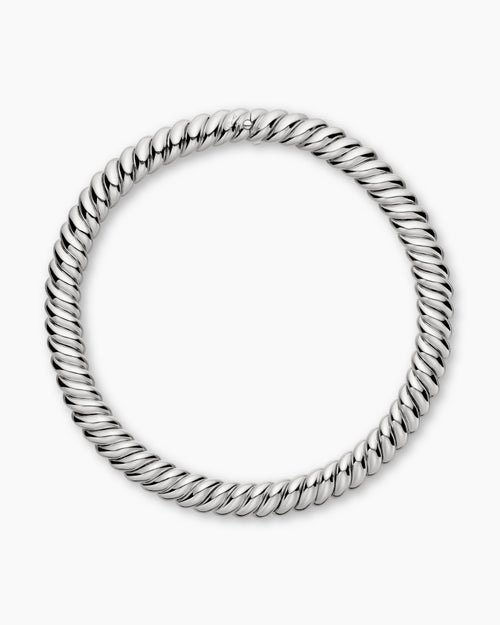 Womens Sculpted Cable Necklace in Sterling Silver, 14mm
